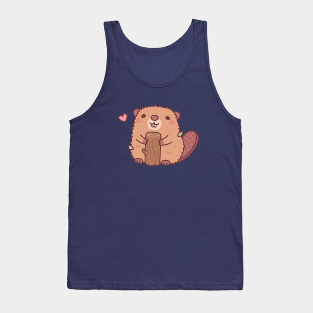 Cute Beaver Holding A Piece Of Wood Tank Top by rustydoodle